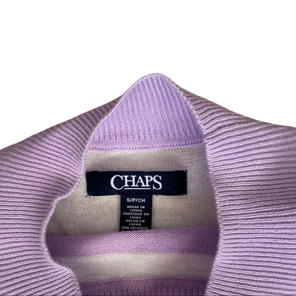 Chaps Purple and White Knit Mock-Neck Tee, Women’s Small - Picture 2 of 4